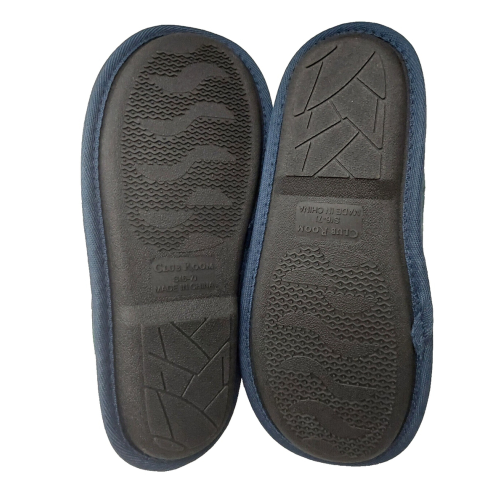 Club Room Men's Blue & Green Plaid Indoor/Outdoor Slippers Size Small 6-7 - Picture 8 of 15